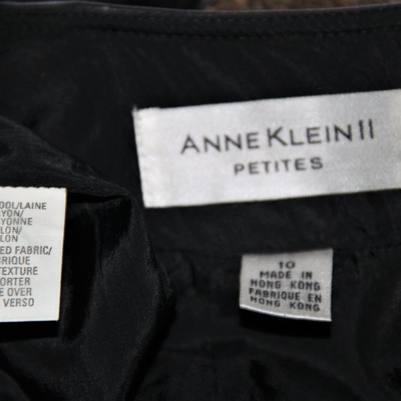 Anne Klein Petites Stylish Camel Boucle Black Leather Trim Skirt Size 10 - Picture 4 of 7